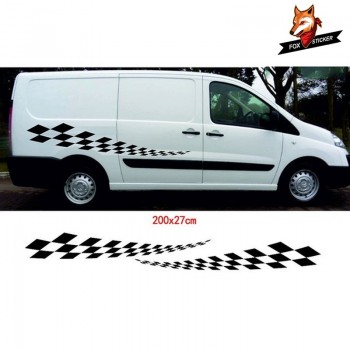 Car Styling checker steipes decals swb and winyl moto camper granhics car styling car sticker for fiat scudo